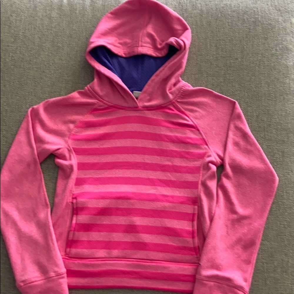 Pink hoodie with purple accent